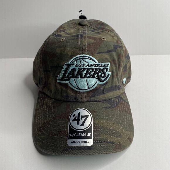 47 Brand Clean Up Los Angeles Lakers Camo Turquoise Adjustable Hat Cap OSFA New - Picture 1 of 6